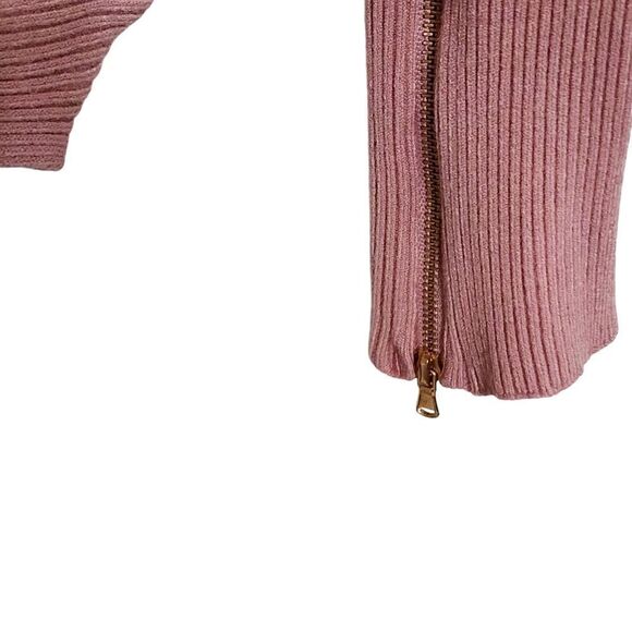 Carmen Marc Valvo pink ribbed long sleeve boxy top L NWT - Picture 3 of 4